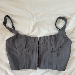 Princess Polly Charcoal Pinstripe Top